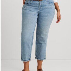 LRL Ralph Lauren Jeans Women’s 18W Cropped High Waist Distressed Medium Wash